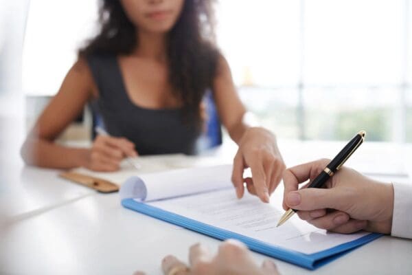 A person signing a document