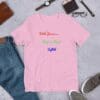 A pink t-shirt with the words " tell jesus, hear hope ", " trust god ".