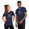 A man and woman wearing t-shirts with the words " someone, my english teacher is a special person ".