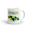 A coffee mug with the words " when you are jamaican living abroad, where in america are they from ?" on it.