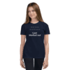 A girl wearing a t-shirt with the words " i just blanked out ".