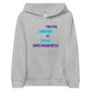 A gray hoodie with the words " you 're looking at total awesomeness ".