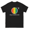 mens-heavyweight-tee-black-front-6267271bd7d3c A black shirt with the words sorry, i am off of the clock.