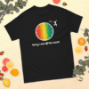 mens-heavyweight-tee-black-front-6267271bd84b1 A black t-shirt with the words " sorry, i am off the clock ".