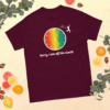 mens-heavyweight-tee-maroon-front-6267271bd73d A maroon t-shirt with the words " sorry, i am off the clock ".
