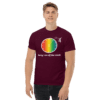 mens-heavyweight-tee-maroon-front-6267271bd796 A man wearing a maroon t-shirt with the words " being lgbt all of the colors ".