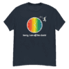 mens-heavyweight-tee-navy-front-6267271bd8e0a A t-shirt with the words " sorry, i am off the clock ".