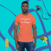 unisex-staple-t-shirt-heather-orange-fron-0016 A man wearing an orange shirt with some fruit
