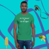 unisex-staple-t-shirt-kelly-front-628f1c008c8c A man wearing a green shirt with some fruit