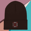 A small picture of a rich brown beanie