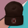A small picture of a cuffed brown beanie
