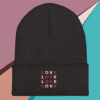 A small picture of a dark gray beanie