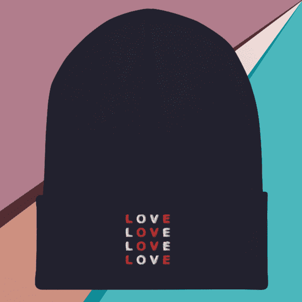 A small picture of a dark blue beanie