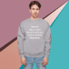 A man wearing a sweatshirt with the quote " plan g when a person doesn 't work out there is always plan d ".