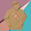 A small picture of a light brown Love hoodie