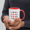 A small picture of a white and red mug