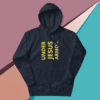 A black hoodie with the words under jesus among is written on it.