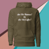 A brown hoodie with the words are we human or are we coffee written on it.