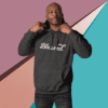 A man in black hoodie with the word blessed on it.