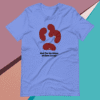 Blue t-shirt with kidney illustration and health message.