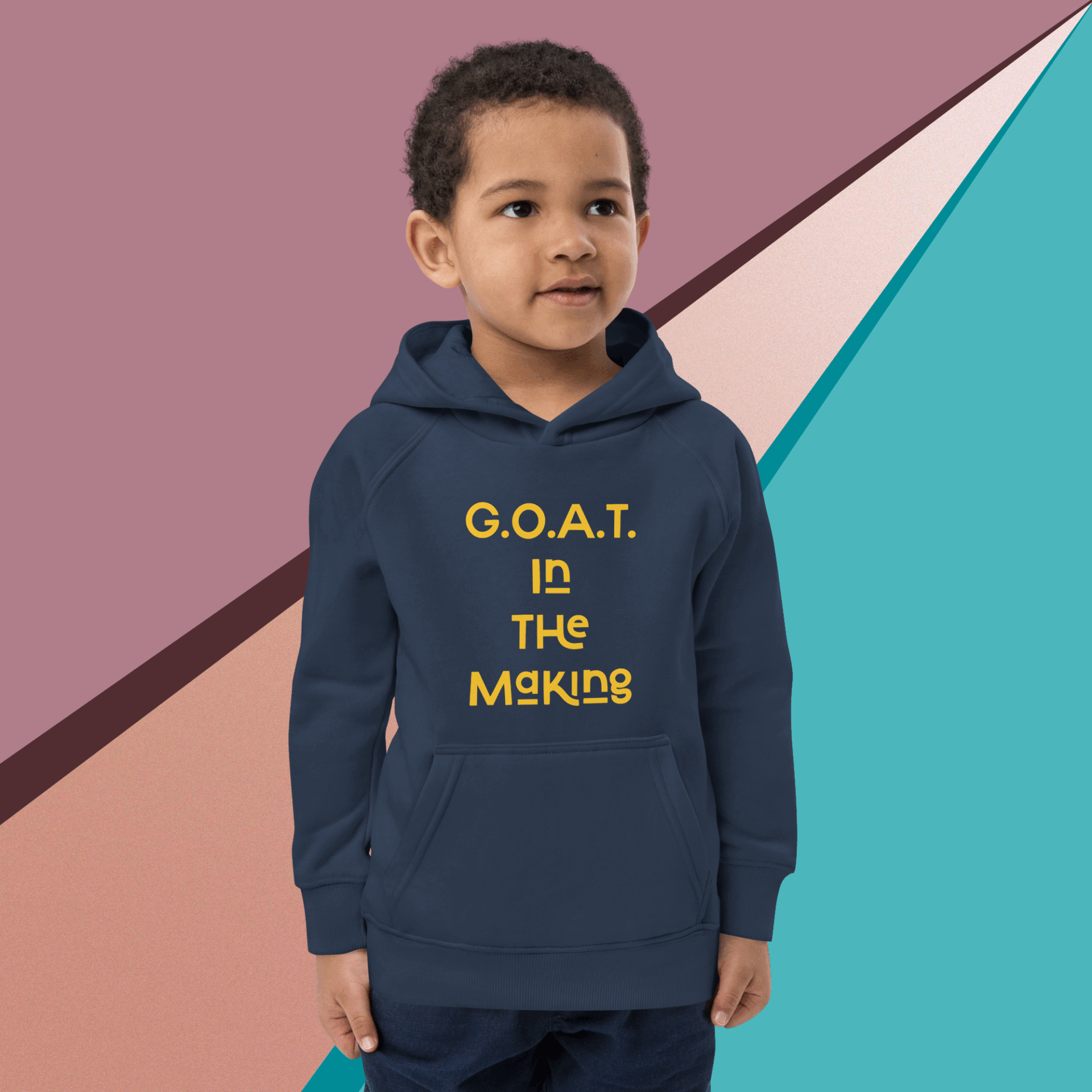 “G.O.A.T. in the Making” (yellow) Premium Kids Unisex eco-Friendly Hoodie (SOL’S 03576)