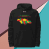 Black hoodie featuring a colorful map of Puerto Rico with a small symbol above.