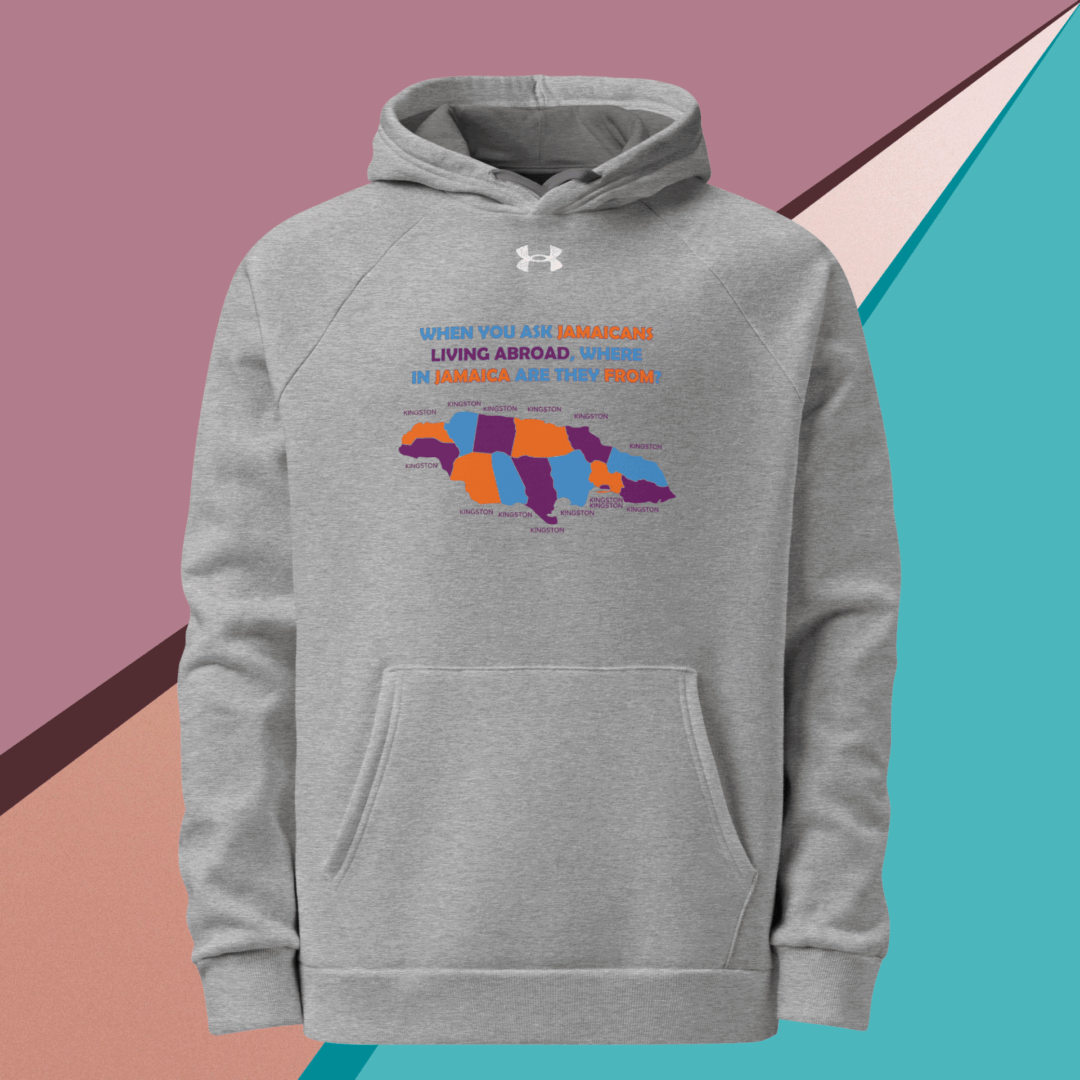 Gray hoodie with colorful bear graphic and motivational text.