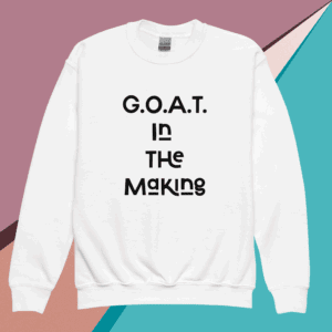 “G.O.A.T. in the Making” (black) Premium Youth Unisex Crew Neck Sweatshirt (Gildan 18000B)