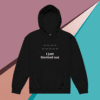 Black hoodie with white text saying 'I just blanked out'.